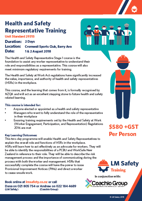 Health and Safety Representative Training - Queenstown Trading